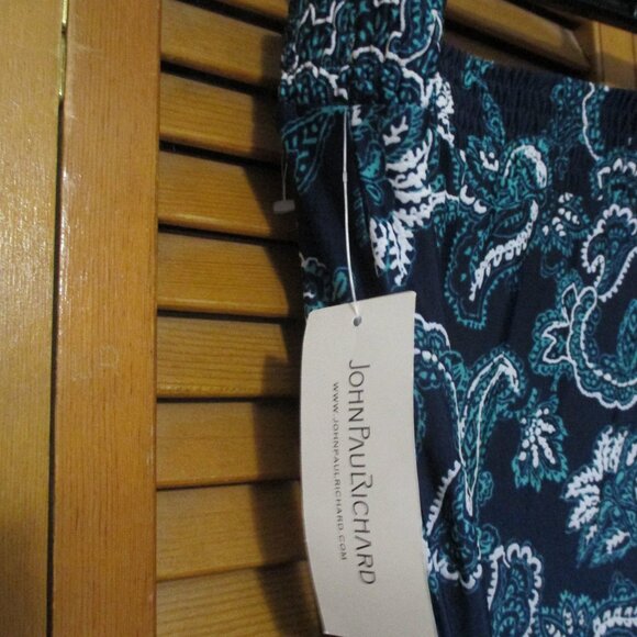 JohnPaulRichard NEW wide leg crop pants, pull on stretchy navy blue size XL - Picture 6 of 8